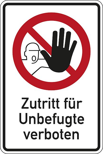 Zutritt f&#252;r Unbefugte verboten (mit Text), AL, 300 x 200 mm